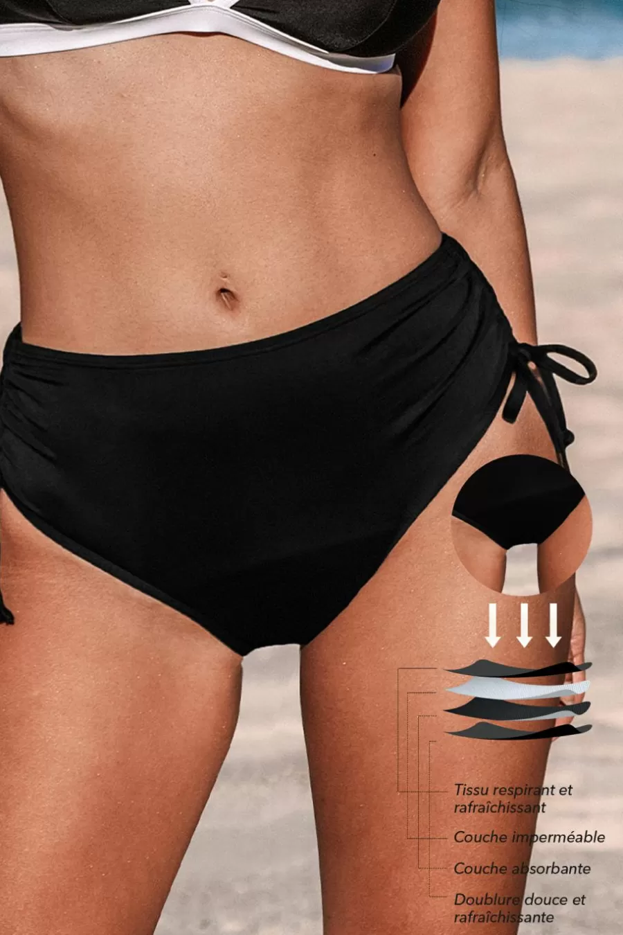 Cupshe Bikini*Bas De Bikini Menstruel Standard à Cordon Noir
