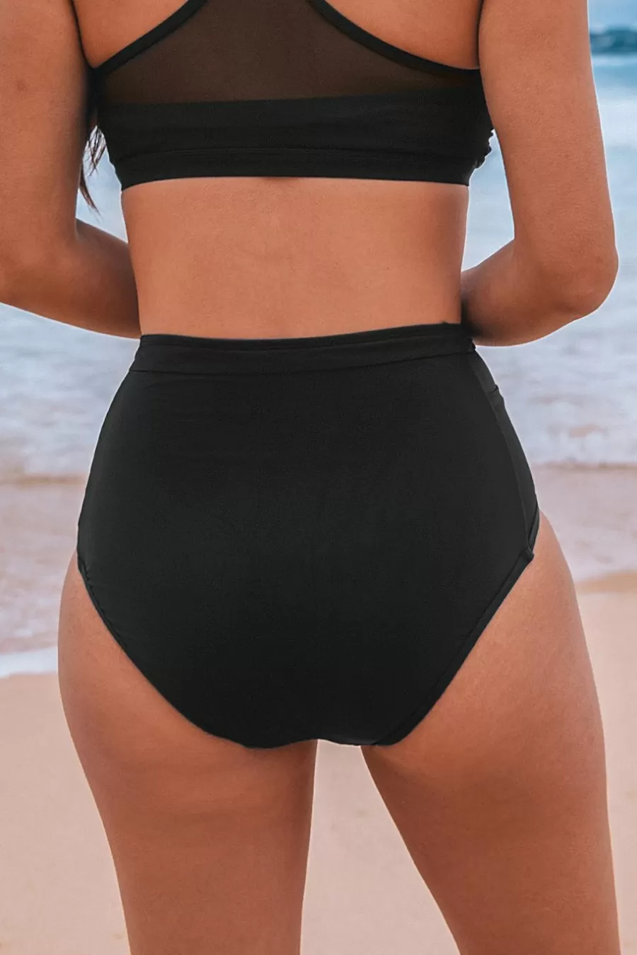 Cupshe Bikini*Bas De Bikini Menstruel Taille Haute Rétro Noir