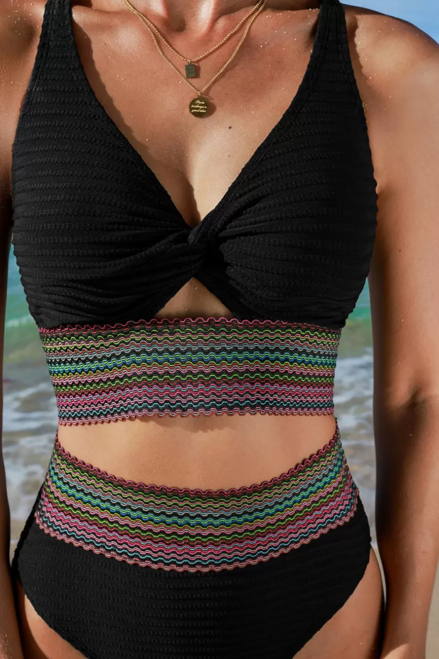 Cupshe Bikini | Taille Haute*Bikini Taille Haute Avec Trou De Serrure Noir