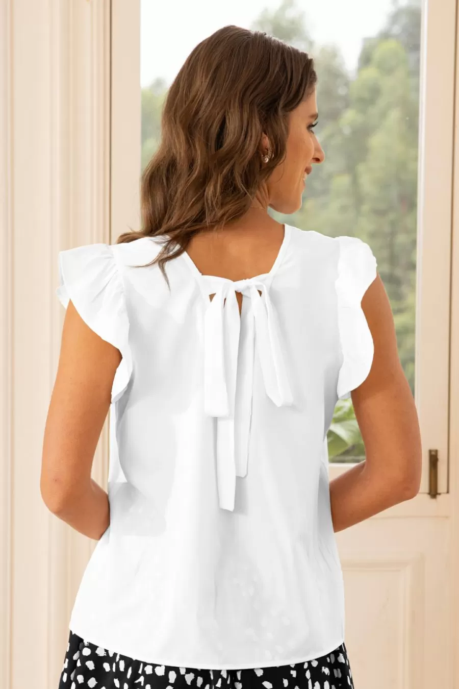 Cupshe Chemise & Blouse*Blouse à Nouer Dans Le Dos Et Manches à Volants he Blanc