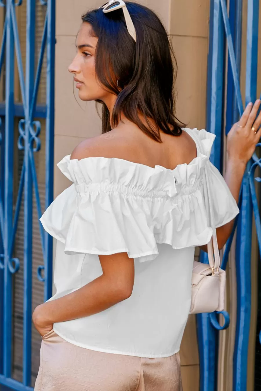 Cupshe T-Shirt & Débardeur | Chemise & Blouse*Blouse à épaules Dénudées Et Corsage à Volants he Blanc