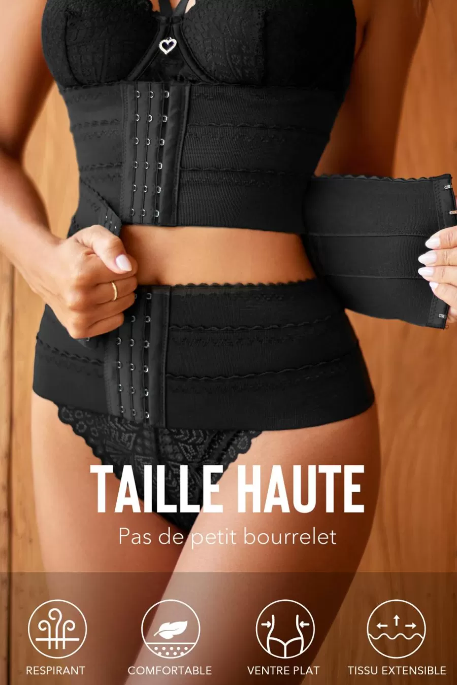 Cupshe Lingerie*Body Gainant Ventre Plat à Crochets Sur Le Devant Noir