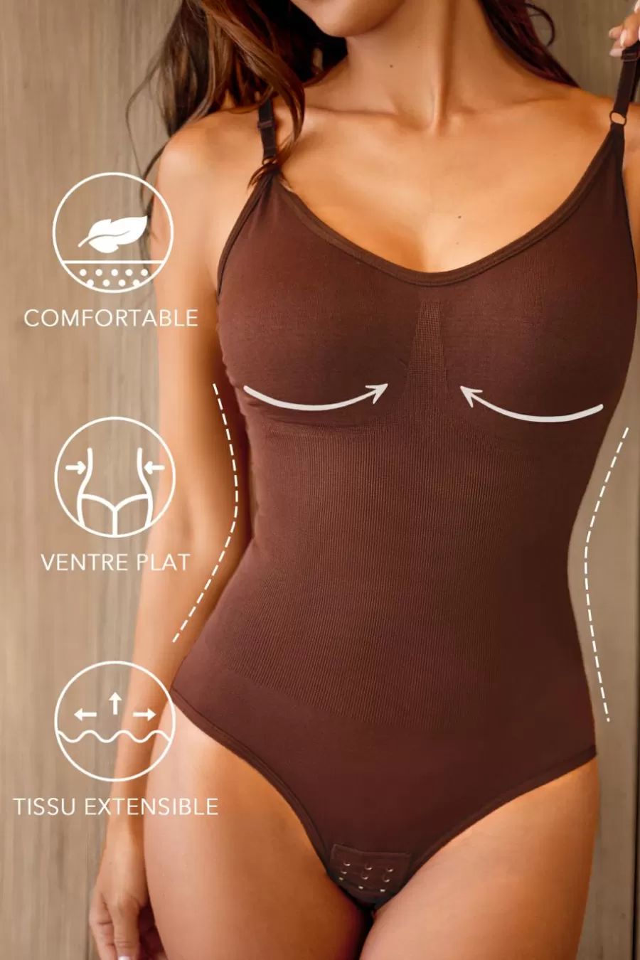 Cupshe Lingerie*Body Gainant Ventre Plat Marron Brun