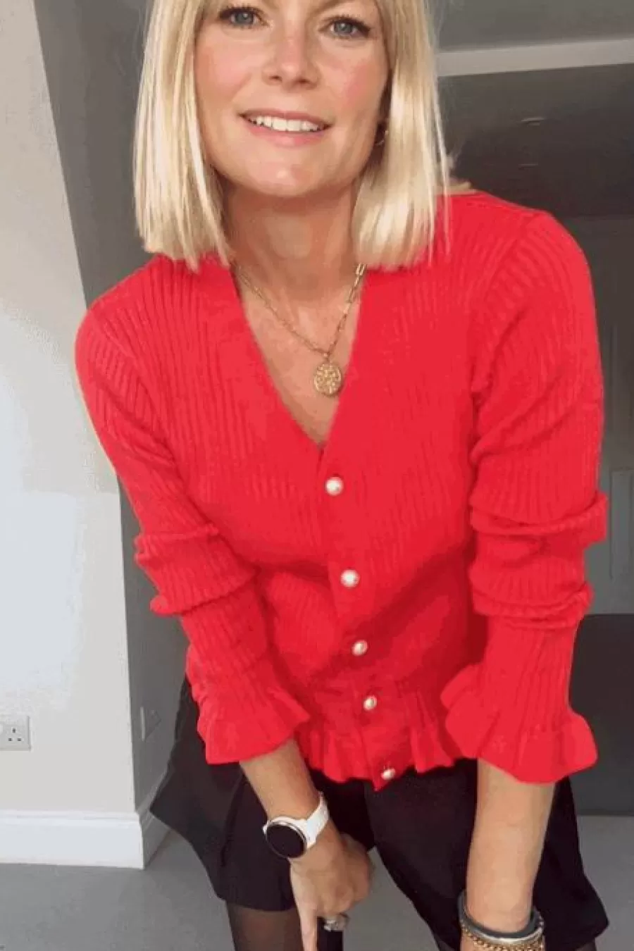 Cupshe Cardigan | Manteau & Veste*Cardigan à Col En V Et Manches Longues En Tricot Côtelé Rouge