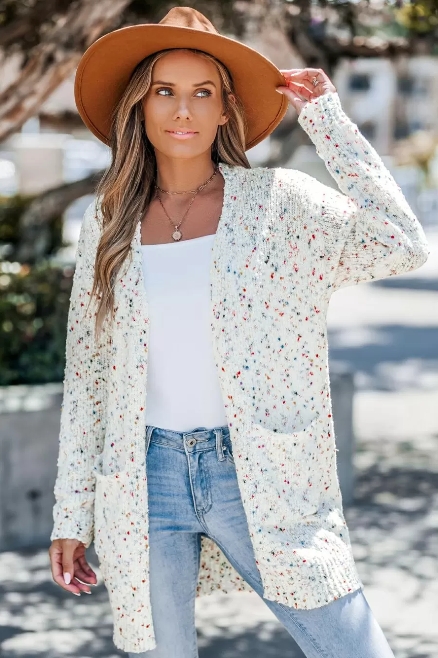 Cupshe Cardigan | Pulls & Gilets*Cardigan à Manches Longues En Tricot Confetti Blanc