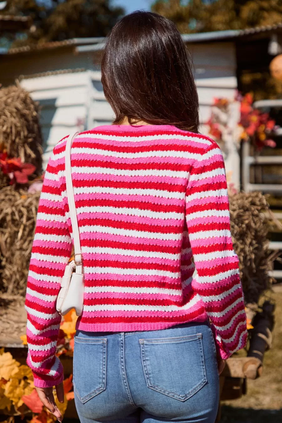 Cupshe Cardigan | Pulls & Gilets*Cardigan Court à Manches Longues Avec Rayures Rouge