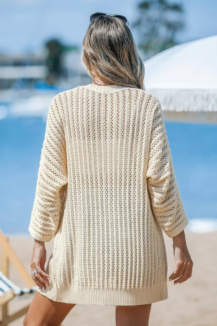 Cupshe Cardigan | Pulls & Gilets*Cardigan Cover Up En Crochet Ouvert Sur Le Devant Kaki