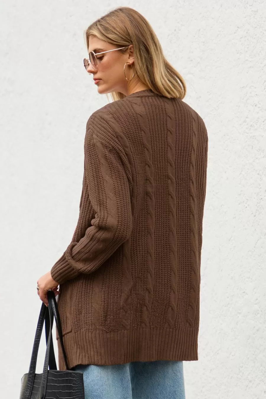 Cupshe Cardigan | Pulls & Gilets*Cardigan En Tricot Ouvert Sur Le Devant Et Manches Longues Brun