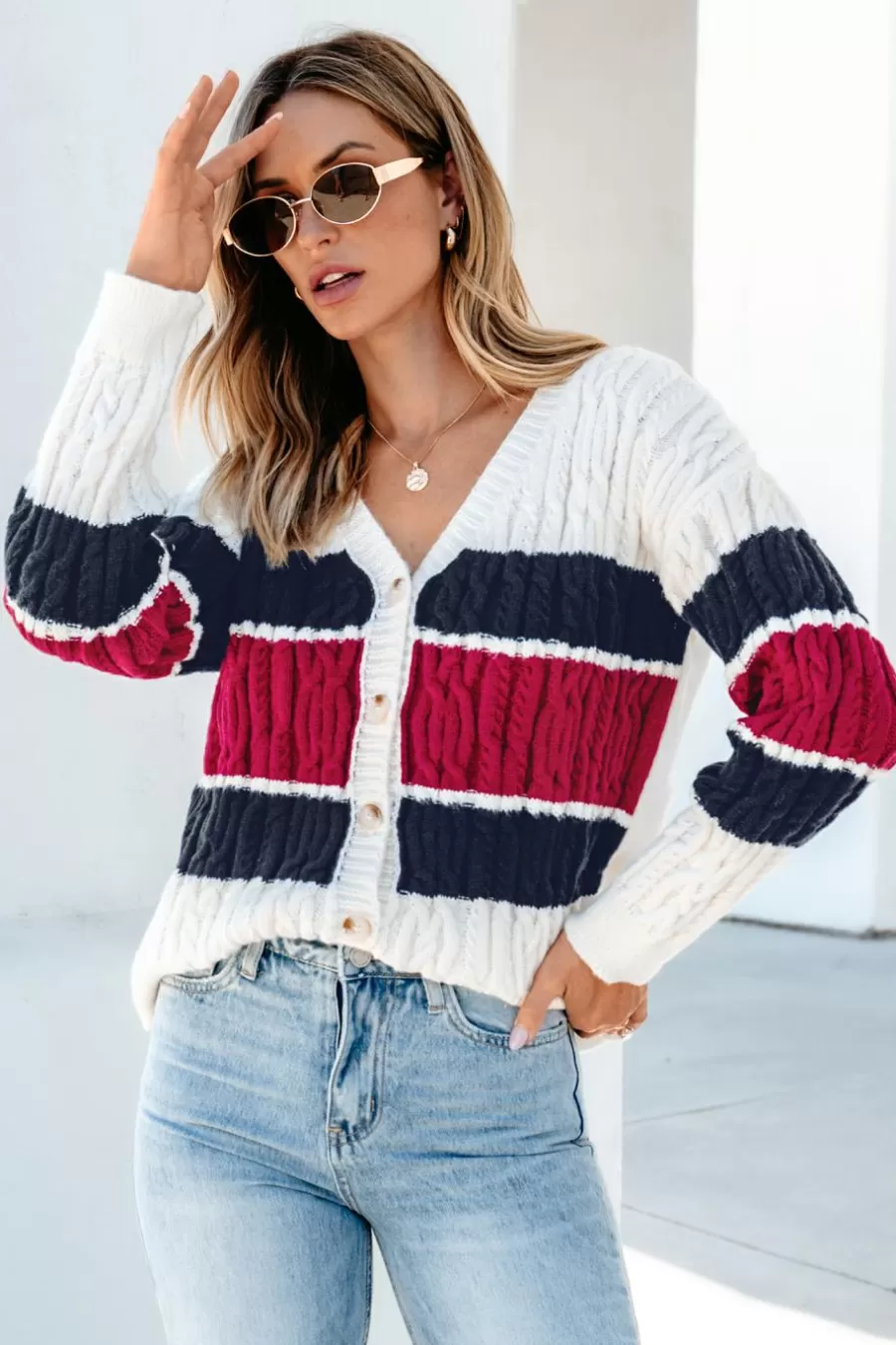 Cupshe Cardigan | Pulls & Gilets*Cardigan En Tricot Torsadé à Boutons Au Devant Et Manches Longues Blanc