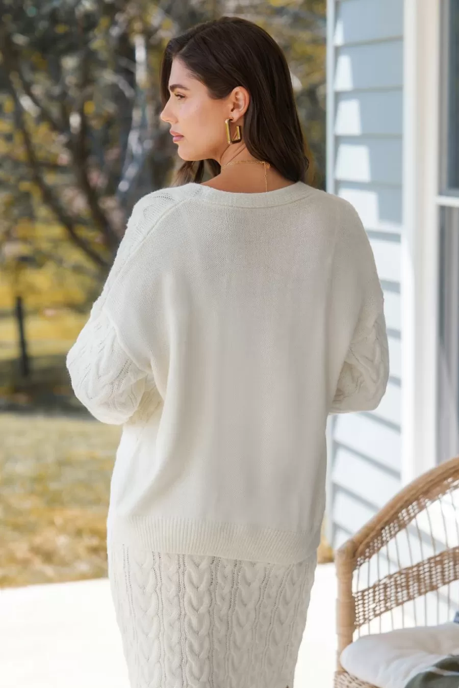 Cupshe Cardigan | Pulls & Gilets*Cardigan En Tricot Torsadé à Boutons Sur Le Devant Blanc