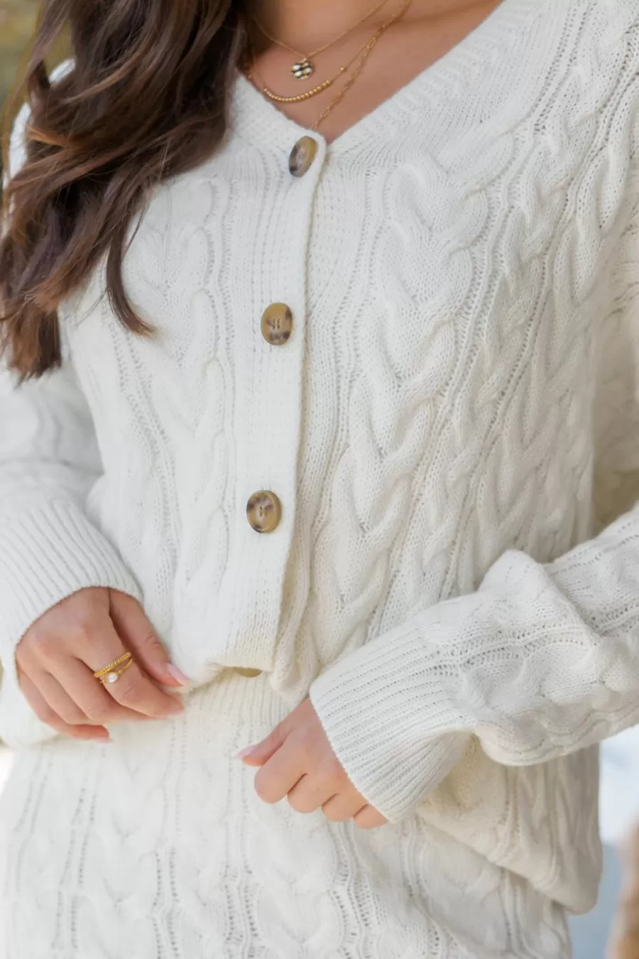 Cupshe Cardigan | Pulls & Gilets*Cardigan En Tricot Torsadé à Boutons Sur Le Devant Blanc