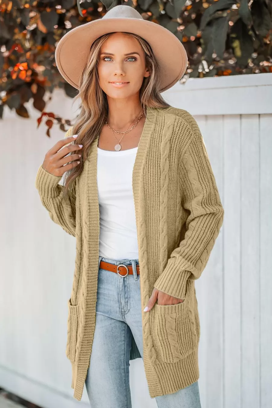 Cupshe Cardigan | Pulls & Gilets*Cardigan Longline Ouvert Sur Le Devant En Tricot Torsadé Brun