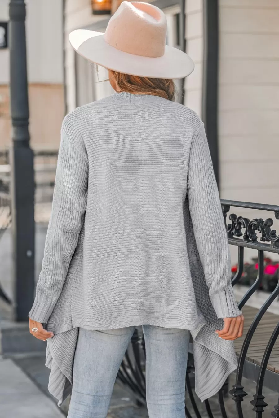 Cupshe Cardigan | Pulls & Gilets*Cardigan Ouvert En Tricot Chiné Côtelé Gris