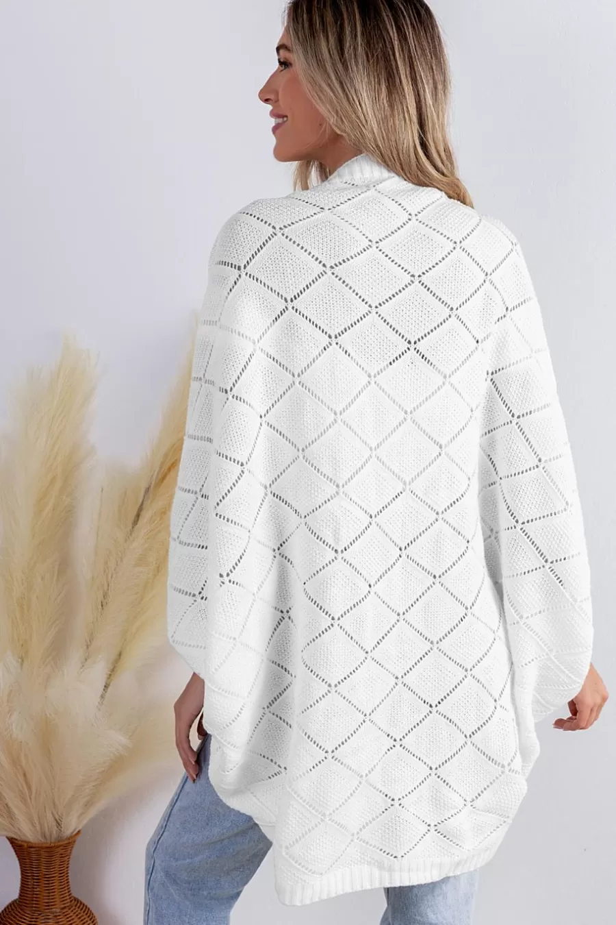 Cupshe Cardigan | Pulls & Gilets*Cardigan Ouvert Sur Le Devant à Manches Dolman En Tricot Blanc
