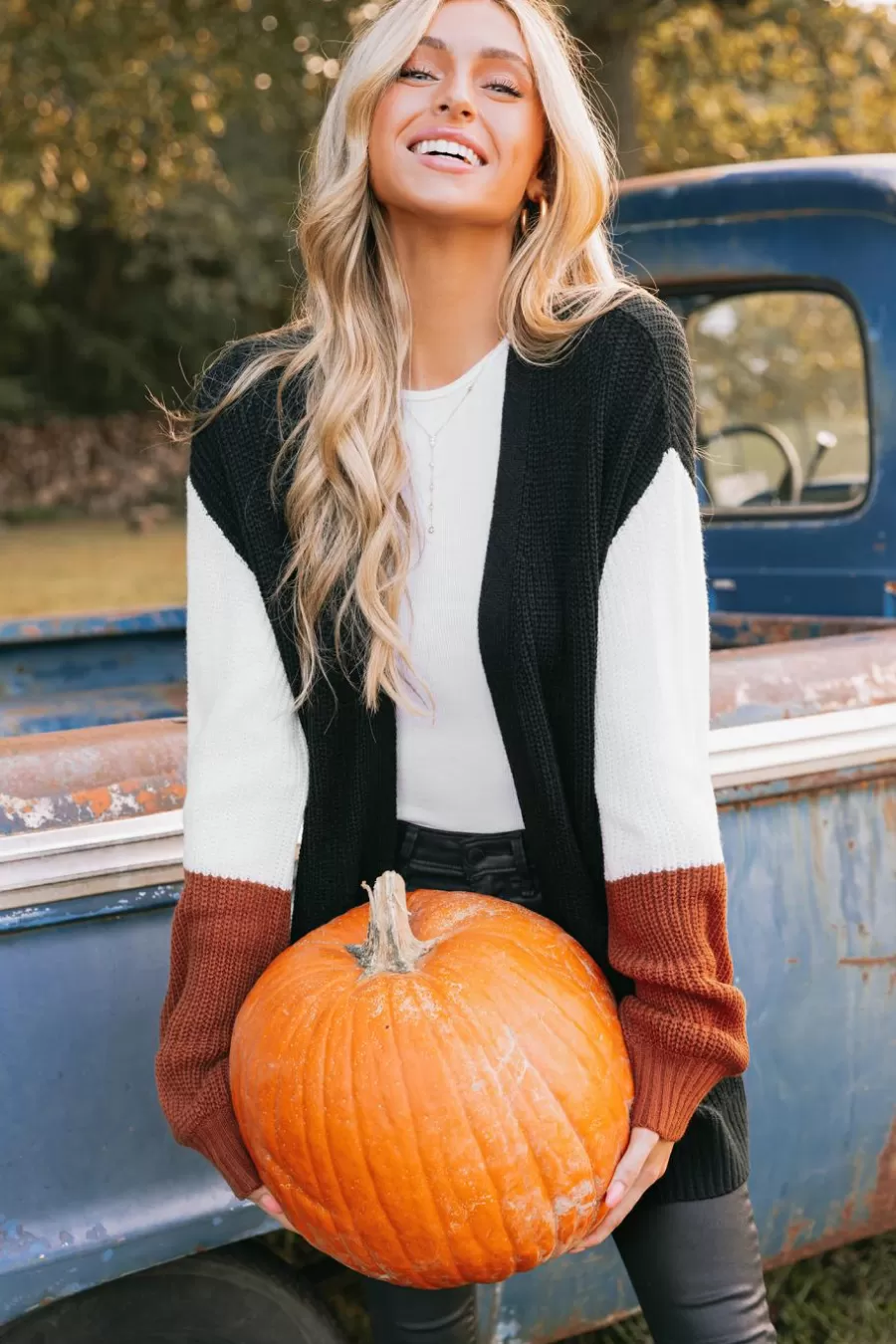 Cupshe Cardigan | Pulls & Gilets*Cardigan Ouvert Sur Le Devant En Tricot à Bloc De Couleur Noir