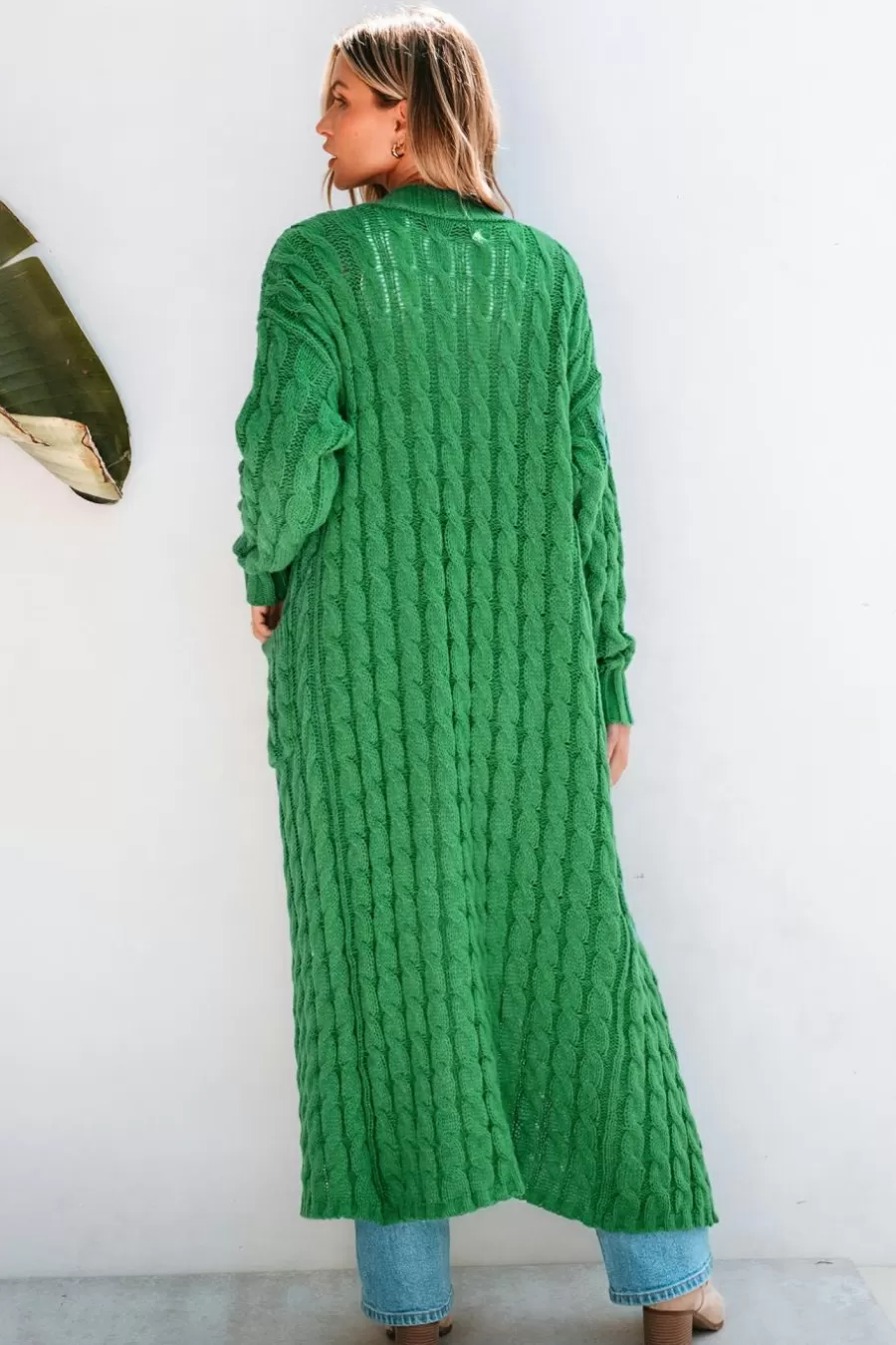 Cupshe Cardigan | Manteau & Veste*Cardigan Ou Sur Le Devant En Tricot Torsadé Vert
