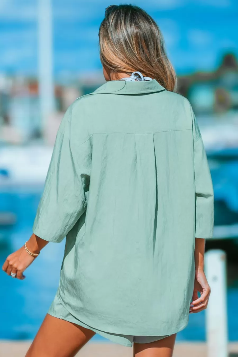 Cupshe Chemise & Blouse*Chemise à Boutons Et épaules Tombantes Vert Vert clair