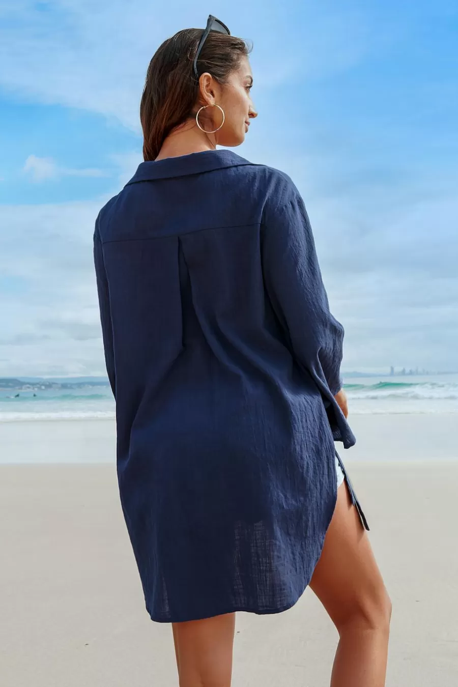 Cupshe Chemise & Blouse*Chemise à Manches évasées Et Nouer Sur Les Côtés Bleu marine