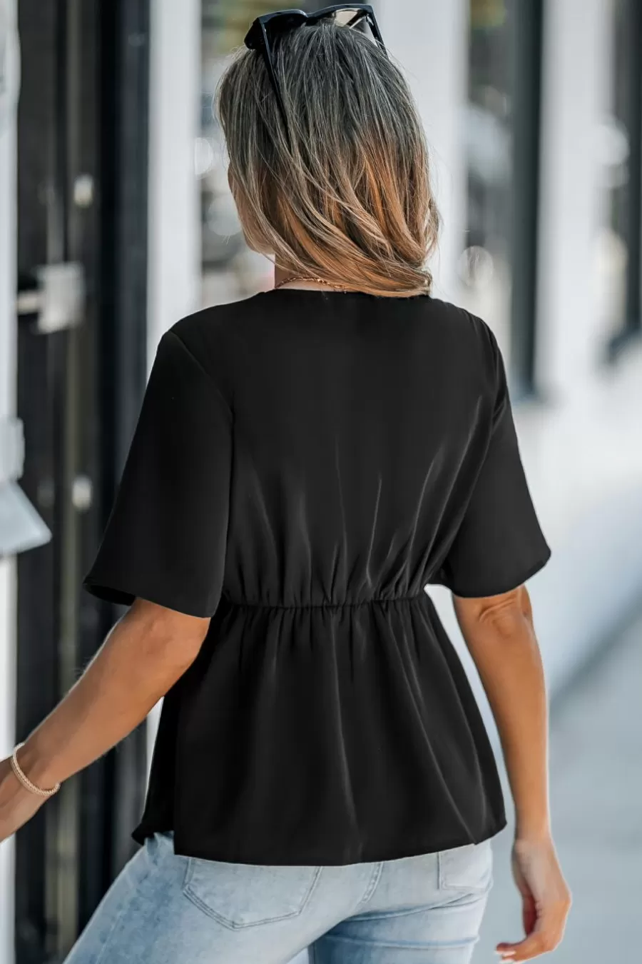 Cupshe Chemise & Blouse*Chemise à Volants Et Col Surplis Avec Manches évasées e Noir