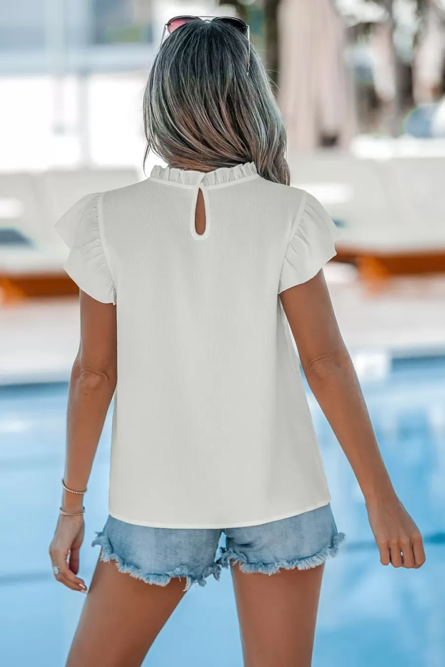 Cupshe T-Shirt & Débardeur | Chemise & Blouse*Chemise he Plissée à Manches Flottantes Blanc