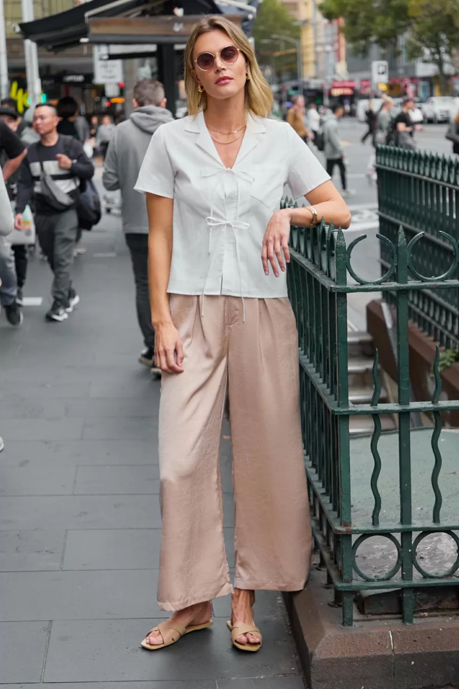 Cupshe T-Shirt & Débardeur | Chemise & Blouse*Chemise En Pur Coton à Manches Courtes Et Nouer Sur Le Devant Blanc