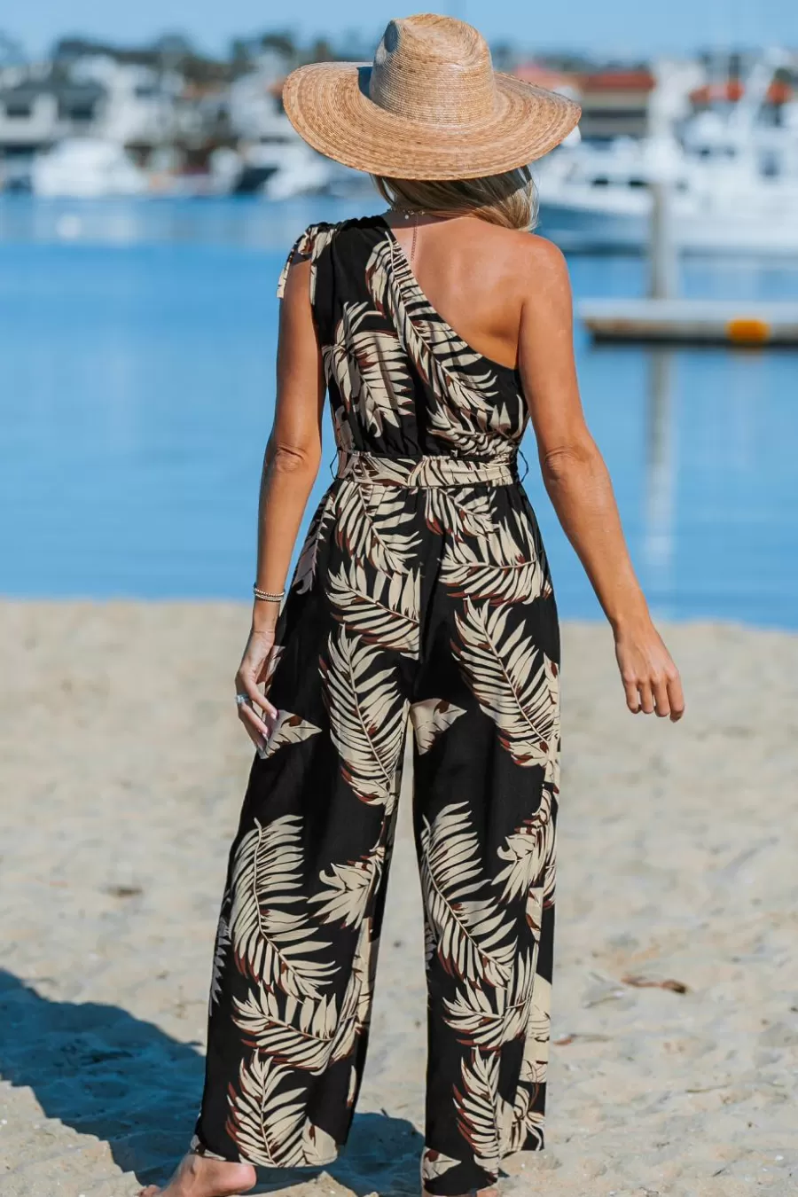 Cupshe Robe De Plage | Combinaison*Combinaison à Une épaule Et Jambes Larges Noir