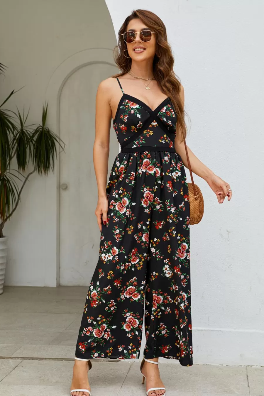 Cupshe Combinaison*Combinaison Cover Up Sans Manches Avec Col En V Et Jambe Large Noir