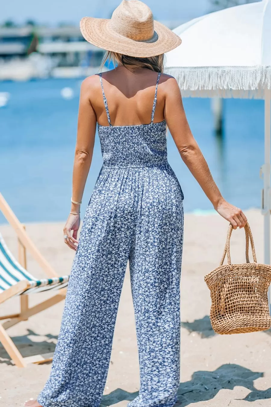 Cupshe Robe De Plage | Combinaison*Combinaison Sans Manches à Col Carré Et Jambe Droite Bleu