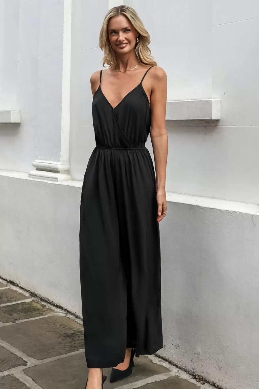 Cupshe Robe De Plage | Combinaison*Combinaison Sans Manches à Col Cœur Et Jambes Larges e Noir