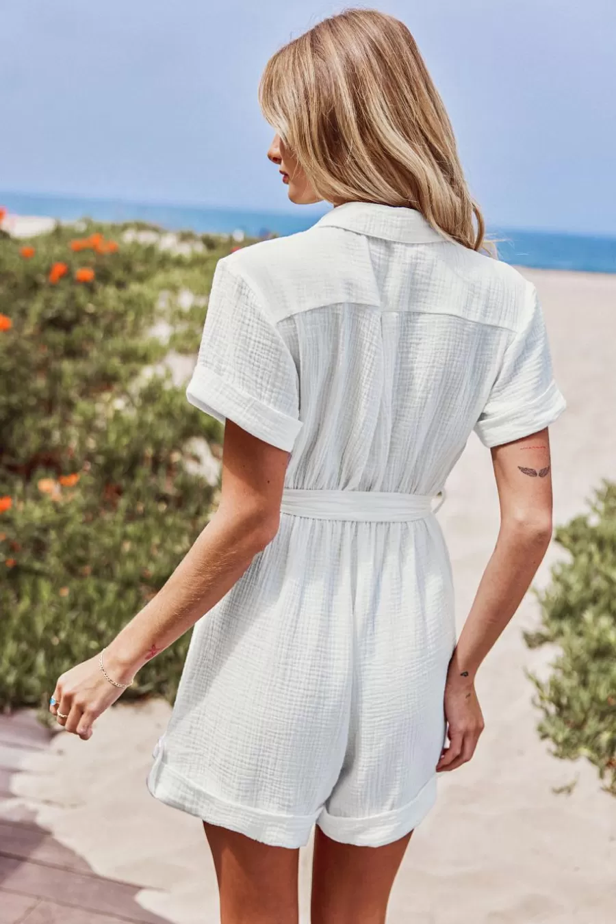 Cupshe Combinaison*Combishort à Col De Chemise Avec Boutons Sur Le Devant Blanc