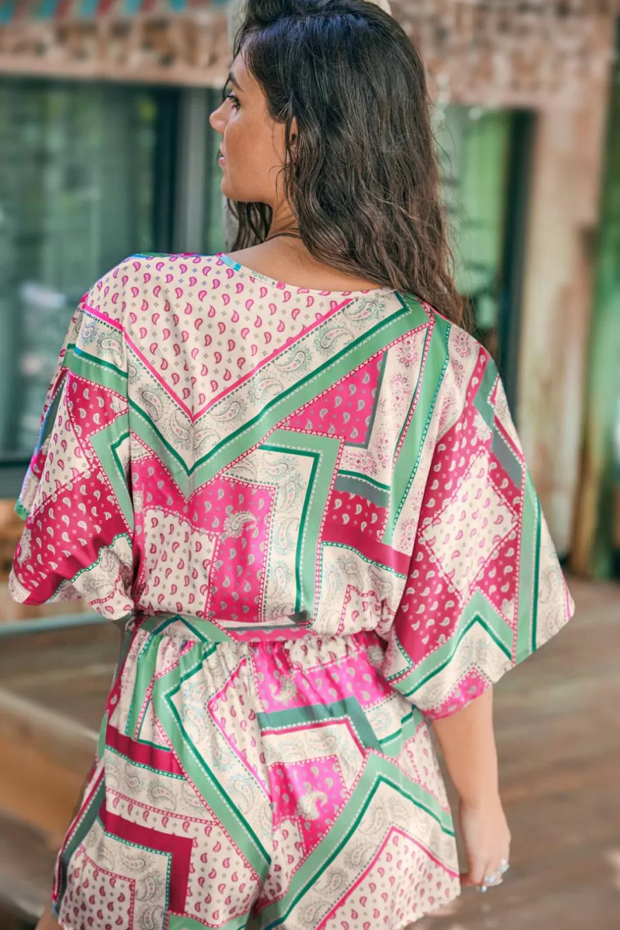 Cupshe Robe De Plage | Combinaison*Combishort En Paisley à Manches Dolman Et Jambe Large Rose