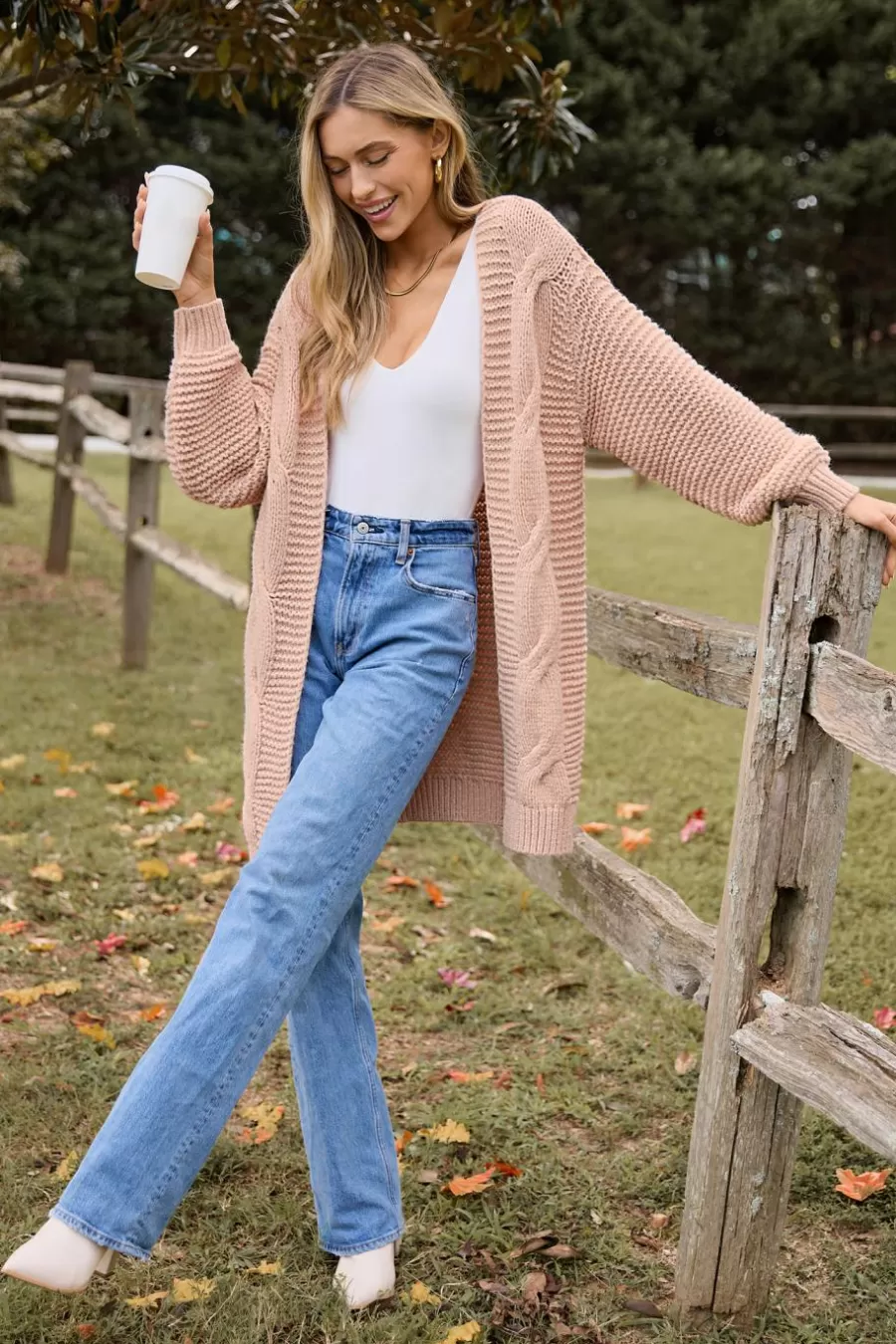 Cupshe Cardigan | Pulls & Gilets*Duster En Tricot à Manches Longues Rose