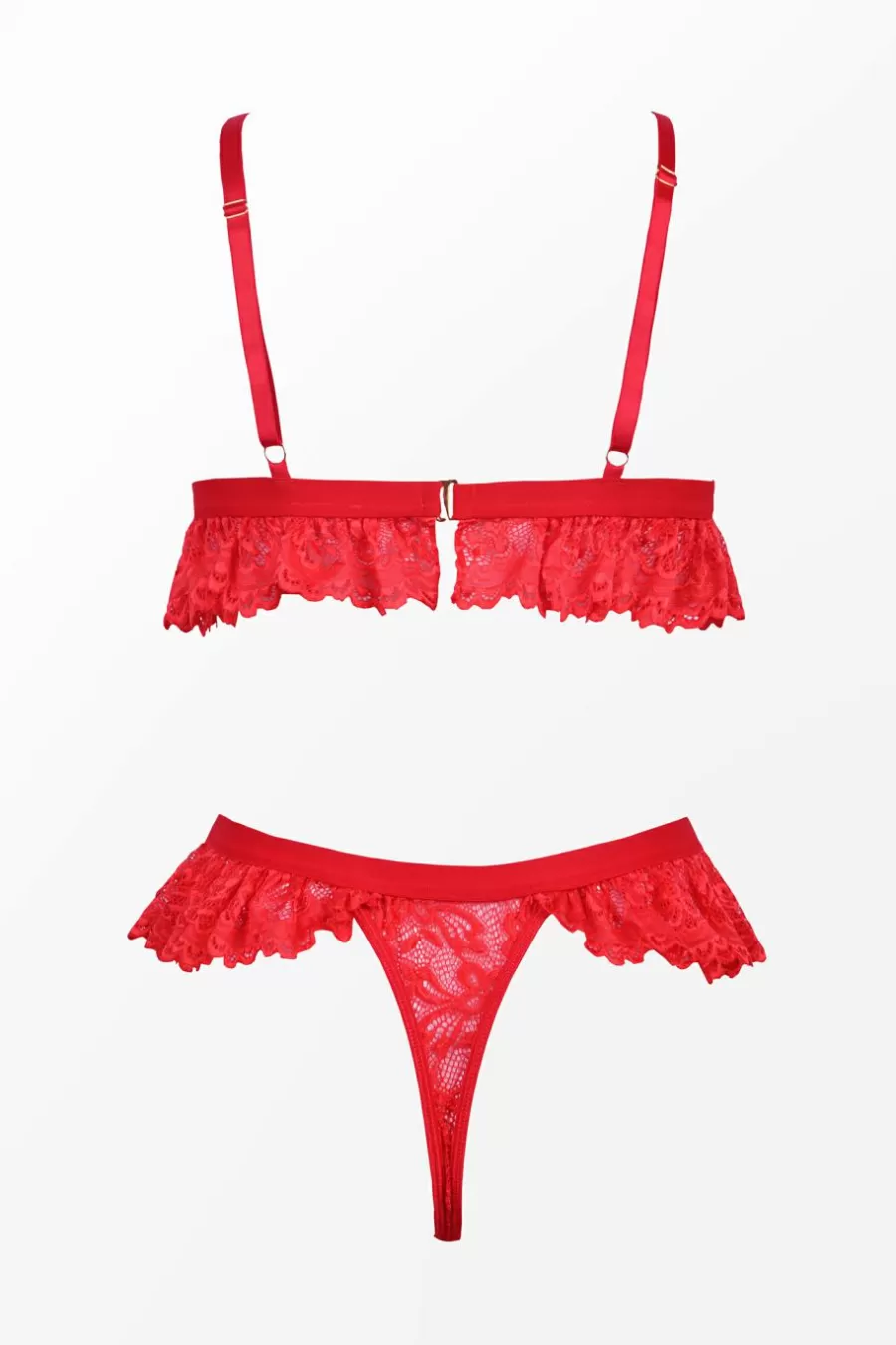 Cupshe Lingerie*Ensemble De Lingerie Avec Breloque En Cœur Et Culotte Rubis Rouge