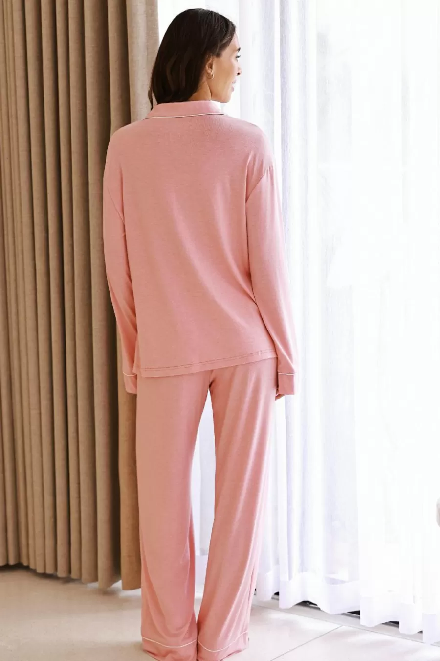 Cupshe Pyjama*Ensemble Pyjama Haut à Manches Longues Avec Pantalon Corail