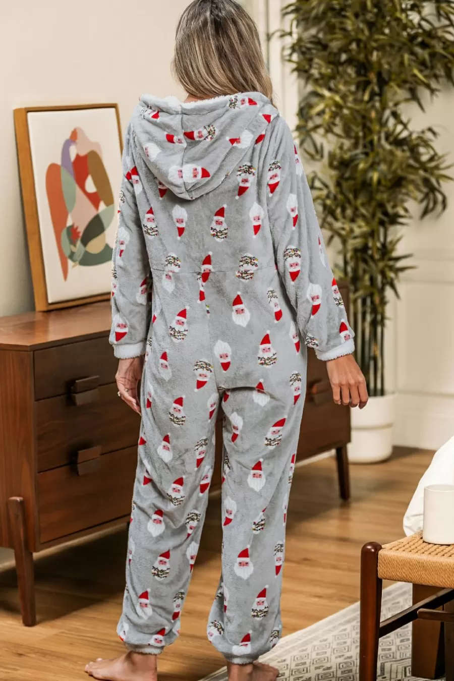 Cupshe Pyjama*Grenouillère à Imprimé Père Noël Gris