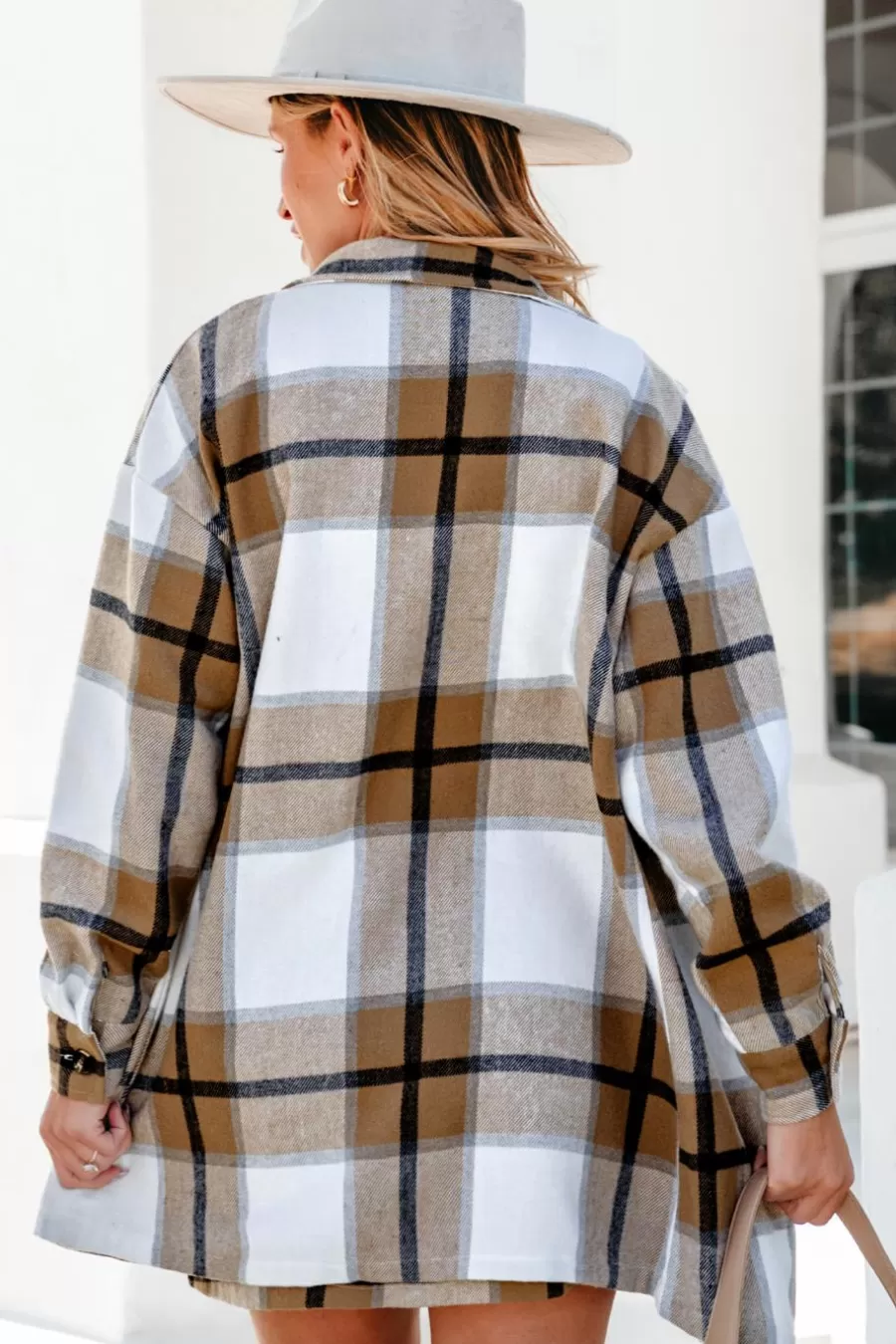 Cupshe Manteau & Veste*Haut à Boutons Et Carreaux Avec Jupe Courte Kaki