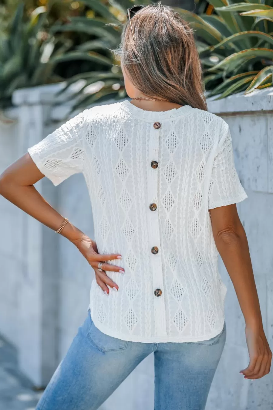 Cupshe T-Shirt & Débardeur | Chemise & Blouse*Haut à Manches Courtes Avec Ourlet Incurvé Beige