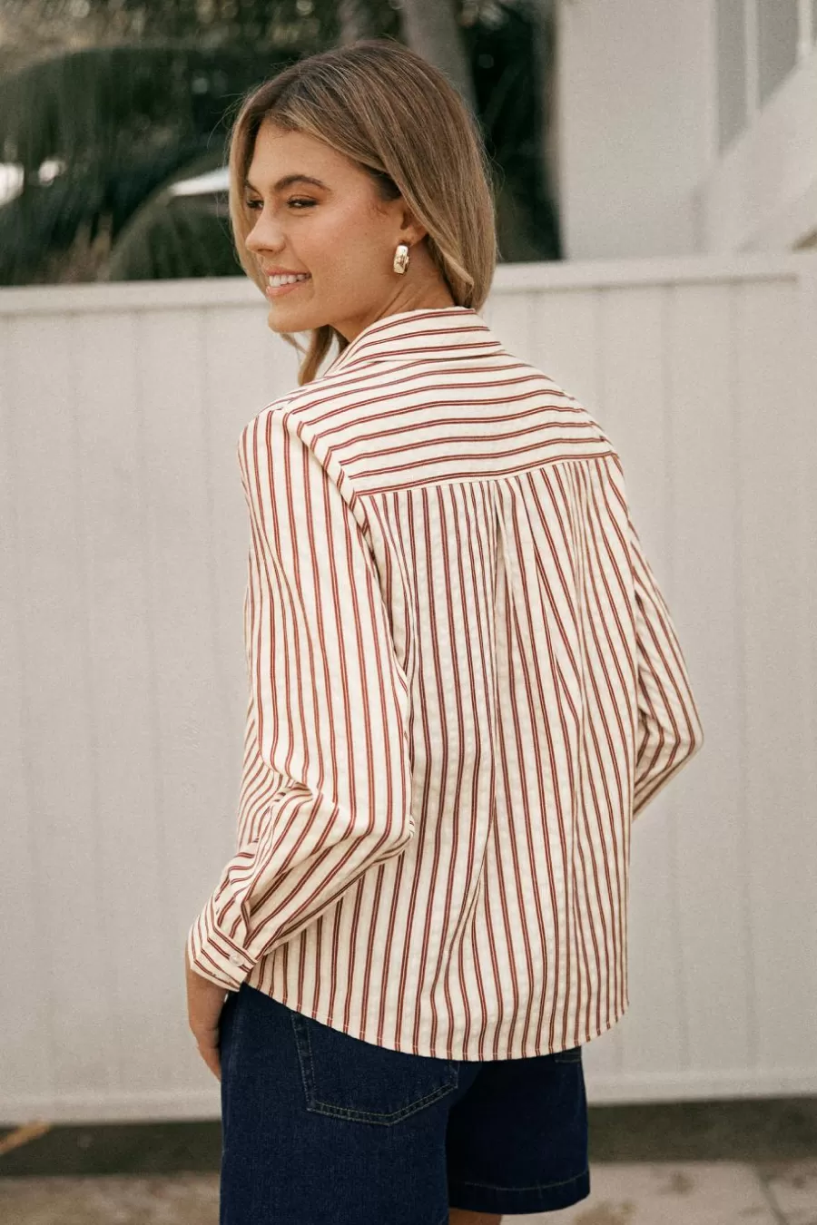 Cupshe Chemise & Blouse*Haut à Rayures Et Col De Chemise Avec Boutons Sur Le Devant Jaune