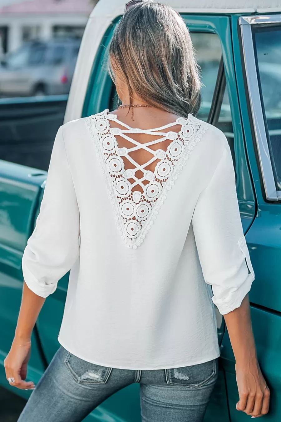 Cupshe Chemise & Blouse*Haut Tissé à Col En V Et Manches Longues Avec Boutonnage Blanc