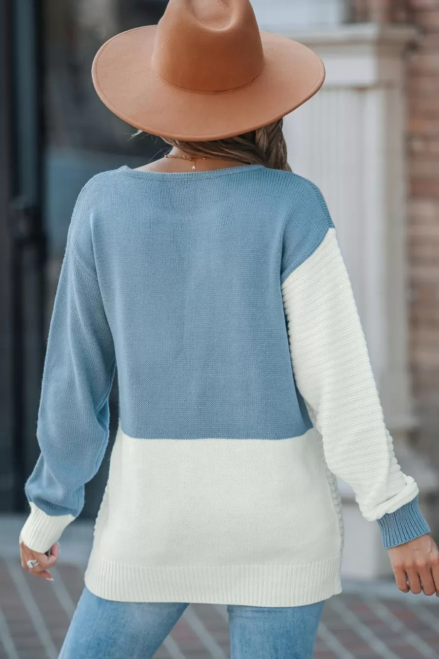 Cupshe Pull | Pulls & Gilets*Pull à Blocs De Couleurs Asymétriques Bleu Et Blanc Bleu clair