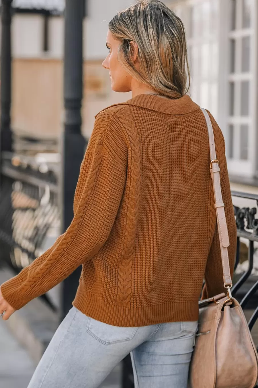 Cupshe Pull | Pulls & Gilets*Pull à Col échancré En Tricot Torsadé Orange/Jaune