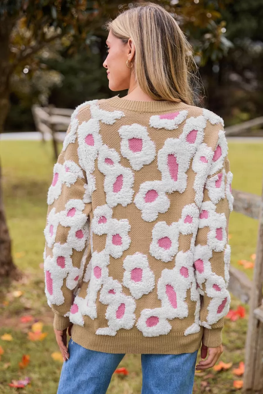 Cupshe Pull | Pulls & Gilets*Pull à Col Rond Et Manches Longues Avec Boucles Et Fleurs Brun