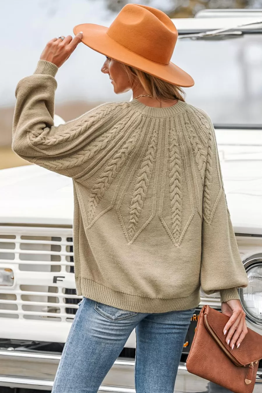 Cupshe Pull | Pulls & Gilets*Pull à Col Rond Et Manches Tombantes En Tricot Torsadé Neutre