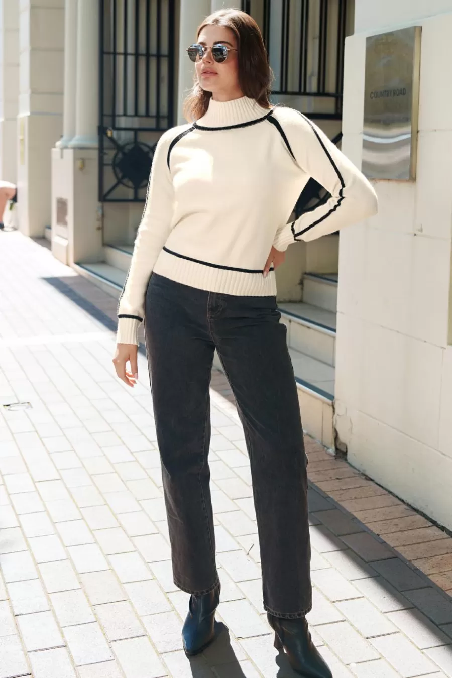 Cupshe Pull | Pulls & Gilets*Pull à Col Roulé Et Manches Longues Avec Blocs De Couleur Abricot