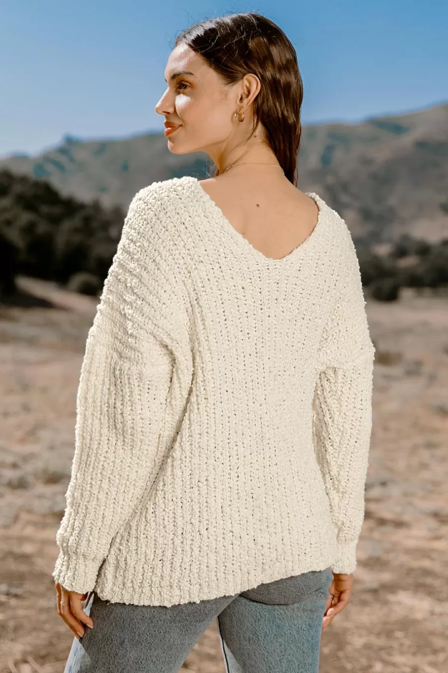 Cupshe Pull | Pulls & Gilets*Pull à Col Scoop Et épaules Tombantes Avec Manches Longues Ivoire Blanc