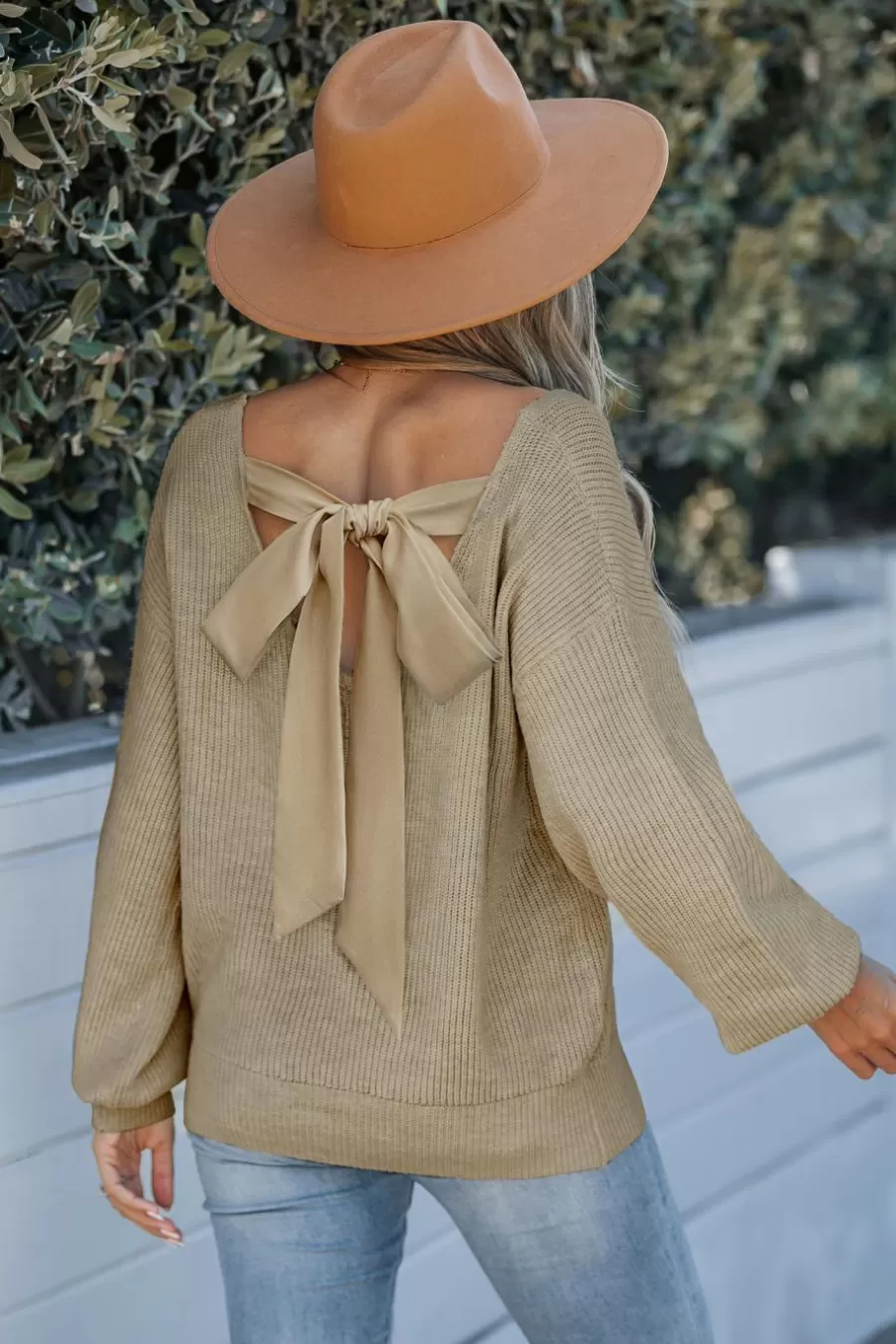 Cupshe Pull | Pulls & Gilets*Pull à Manches Longues Et Nœud Dans Le Dos Marron clair