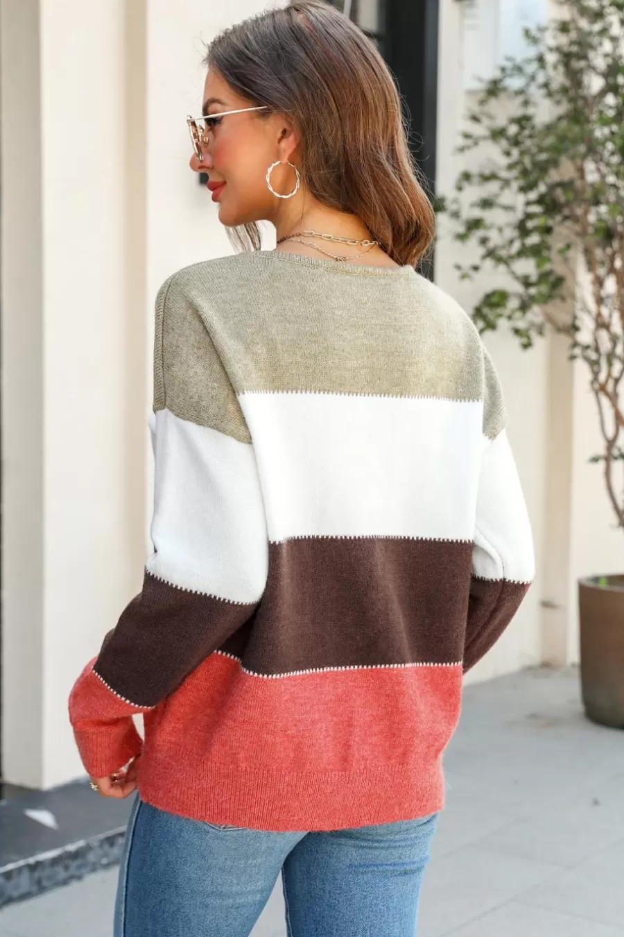 Cupshe Pull*Pull à Manches Tombantes Et Blocs De Couleurs En Crochet Blanc