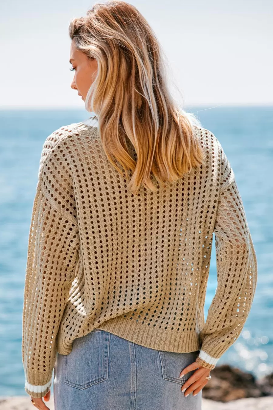 Cupshe Pull | Pulls & Gilets*Pull Cover Up à Manches Longues En Tricot Perforé Abricot