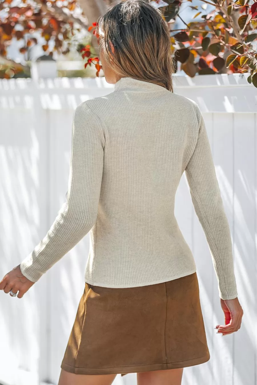 Cupshe Pull | Pulls & Gilets*Pull En Tricot Côtelé à Manches Longues Et Col Roulé Beige