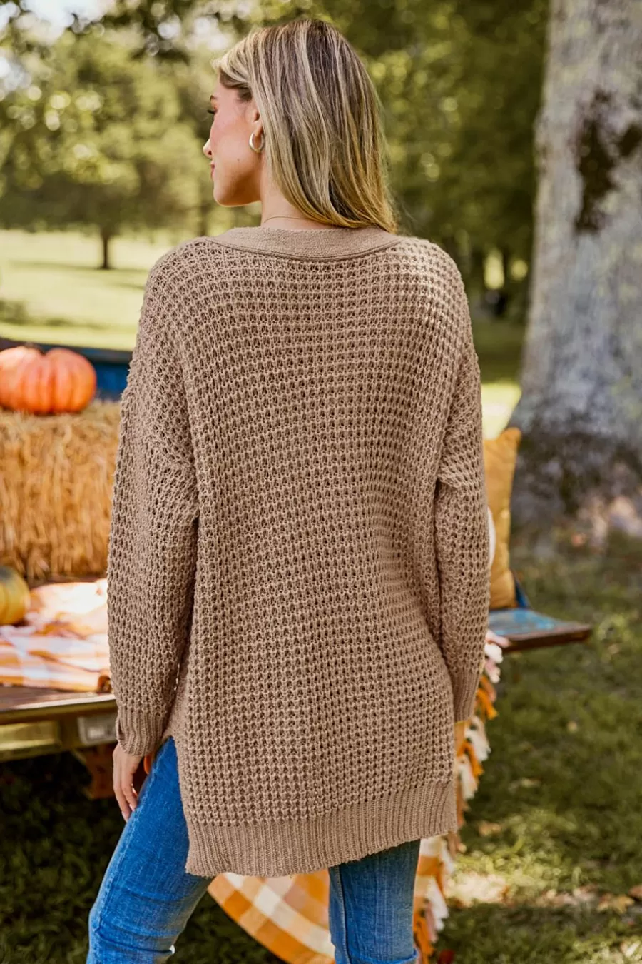 Cupshe Pull | Pulls & Gilets*Pull Henley à Col En V Et Manches Longues Marron clair